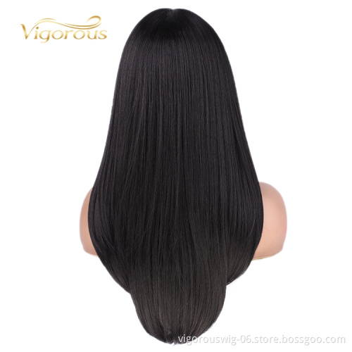 Heat Resistant Good Quality Natural African Silky Black Long Straight Cheap Price Wholesale Synthetic Headband Wig